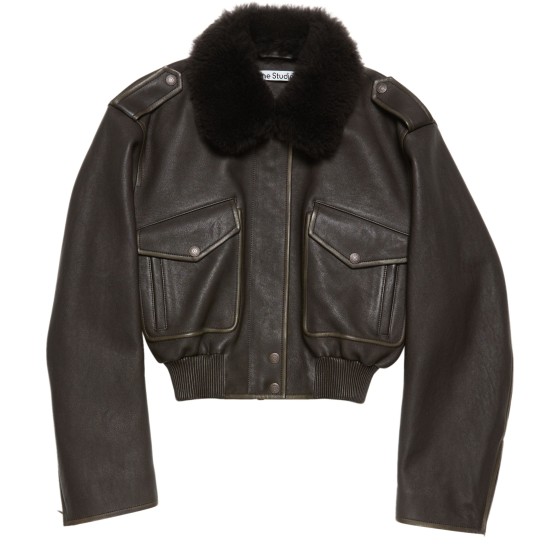 Leather bomber jacket - brown