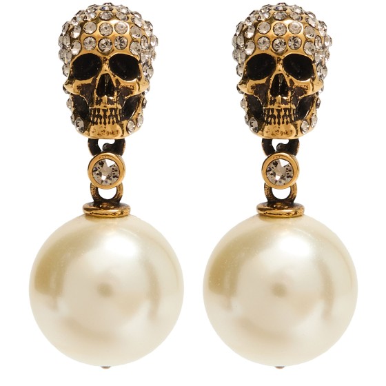 Pave Skull earrings - Gold