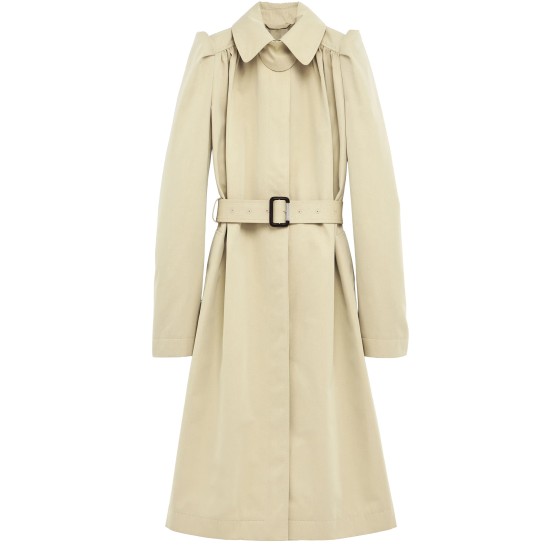Belted coat with puff sleeves - Beige