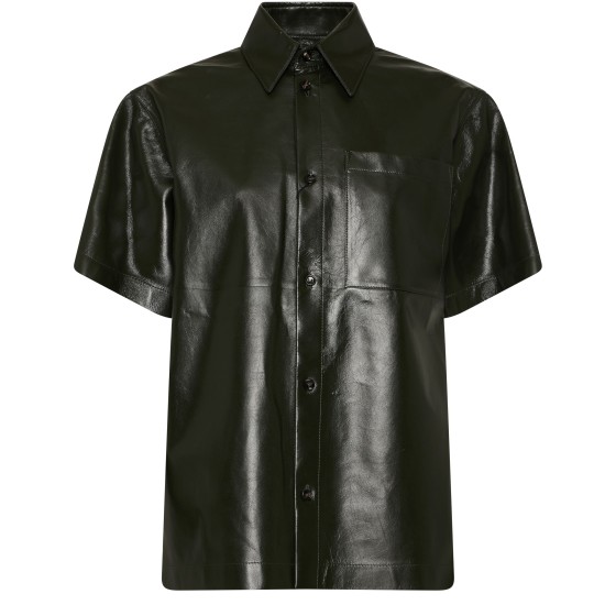 Shiny leather shirt - Green