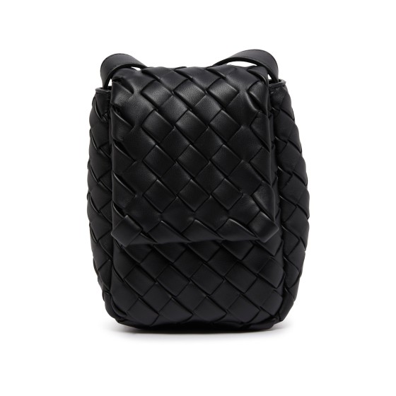 Vertical Cobble Crossbody Bag - Black