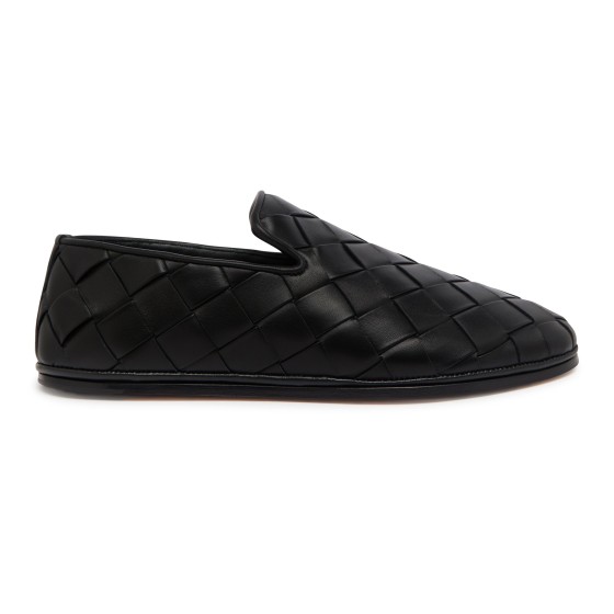 Genuine Leather Moccasin Shoes - Black