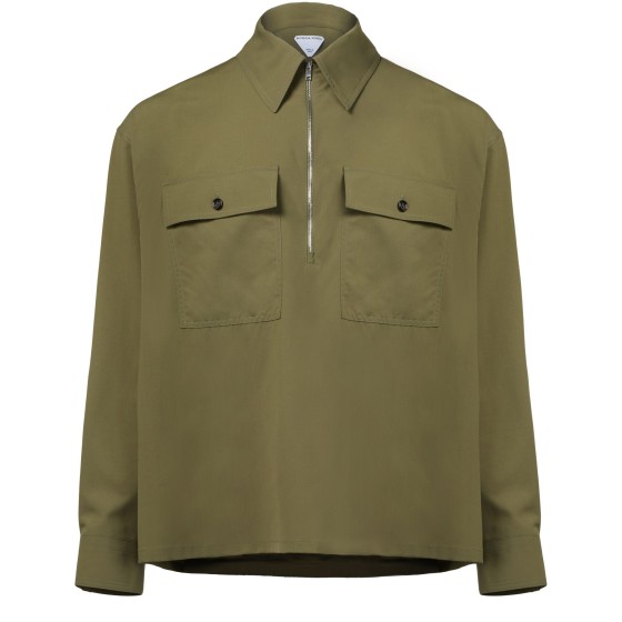 Lightweight Twill Cotton Shirt Jacket - Green