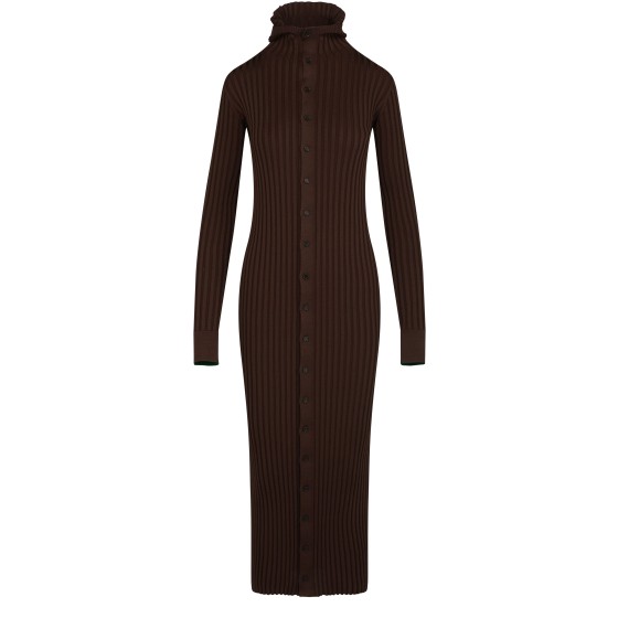 Silk midi dress - brown