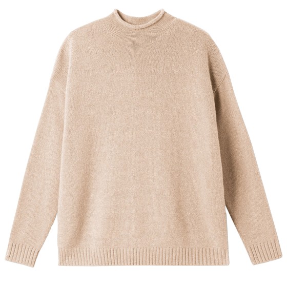 Sweater with large high neck - Beige