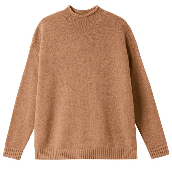 Sweater with large high neck - brown