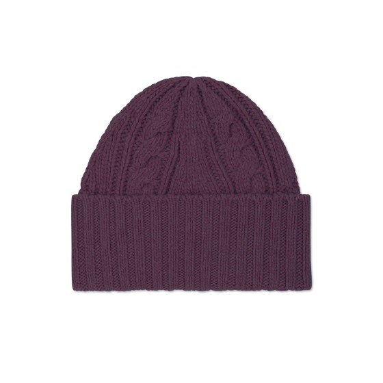 Cable knit beanie - Purple