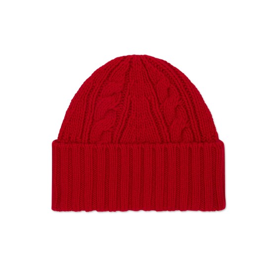 Cable knit beanie - Red