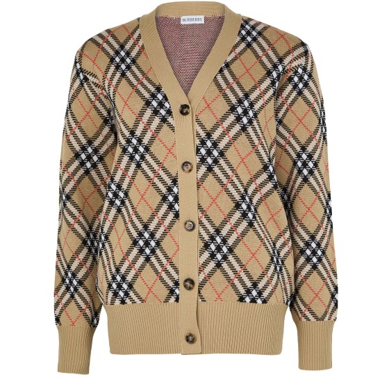 Check cardigan - Beige
