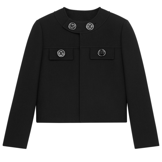 Brompton jacket in gauffered double wool - Black
