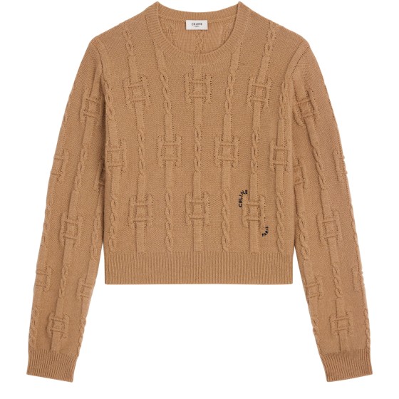 Crewneck sweater in chains cashmere - Beige