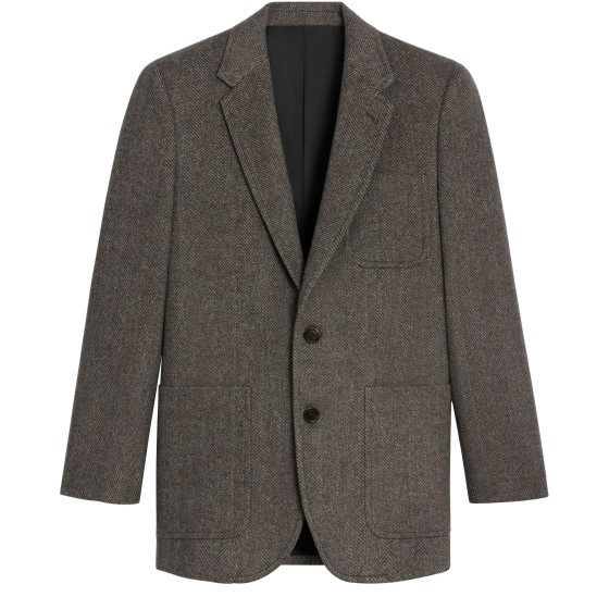 Herringbone Cashmere Classic Jacket - brown