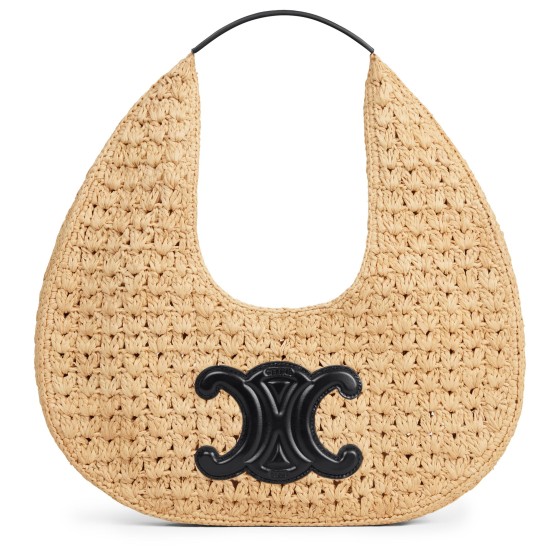 Celine CLASSIC PANIER plant material and cow leather HOBO handbag - Beige