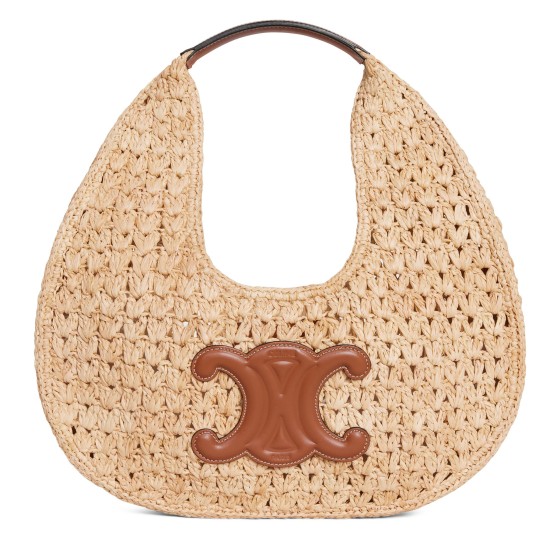 Celine CLASSIC PANIER plant material and cow leather HOBO handbag - brown
