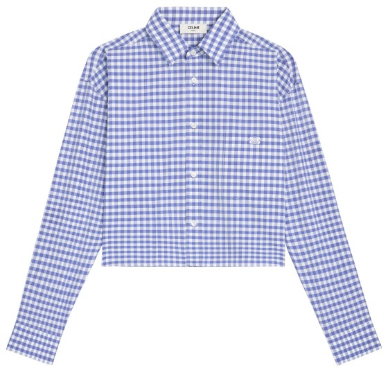 Cropped shirt in vichy cotton - white