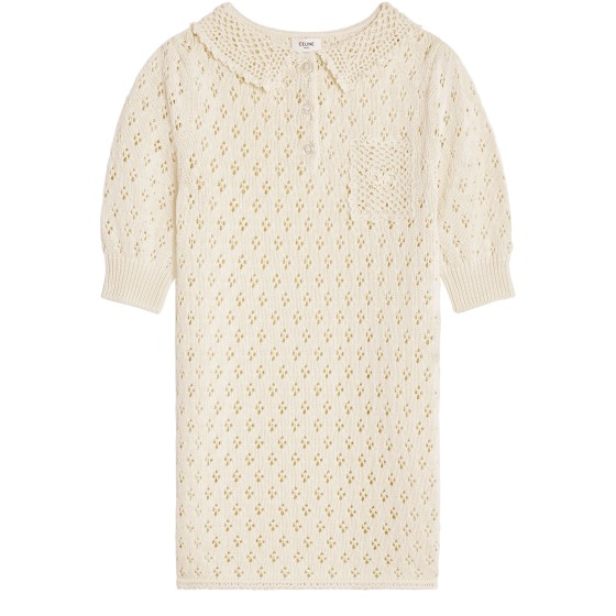 Mesh cotton mini dress - Off-white