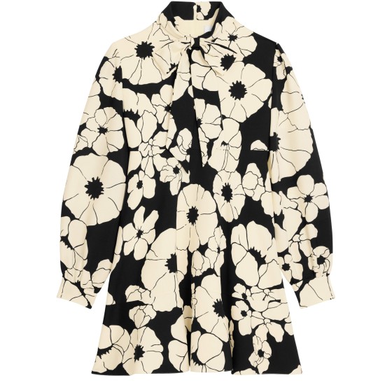 Skater mini dress in wool organza - Black