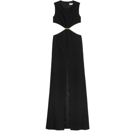 Crepe dress with satin lining and button closure - Black