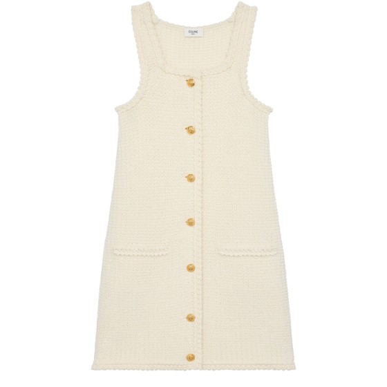 Mini apron dress in cotton - Off-white