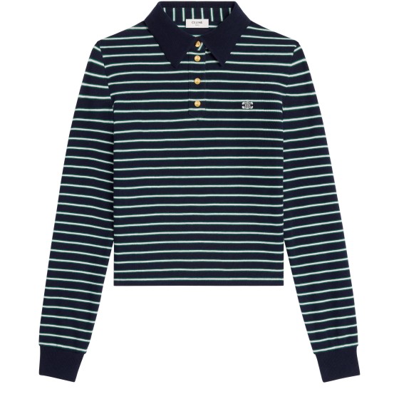 Triomphe polo in striped jersey - navy blue