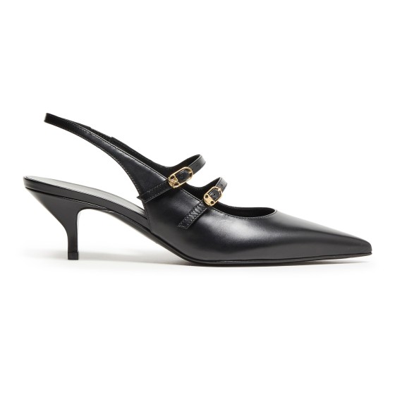 Judy double strap mary jane slingback in calfskin - Black