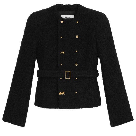 Long-sleeved top in wool natté - Black