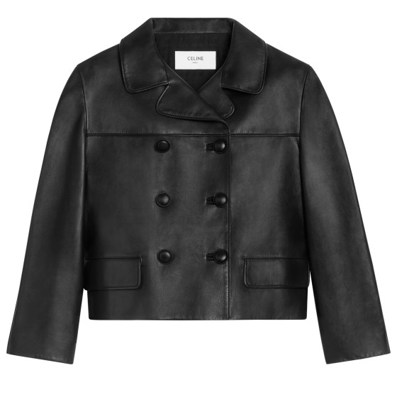 Cropped jacket in soft lambskin - Black