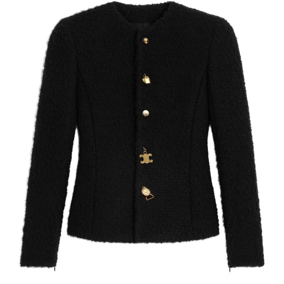 Jacket in cashmere and wool natté - Black