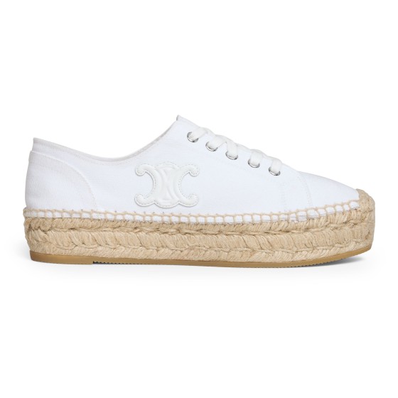 Celine lace-up espadrilles in canvas and calfskin - white