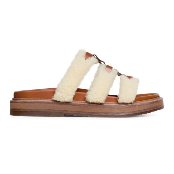 Tippi shearling and cowhide slippers - brown