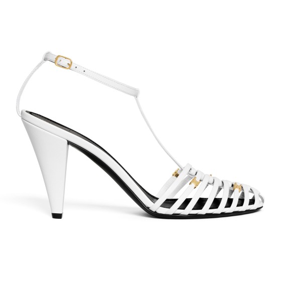 Celine cage - strappy sandal in goatskin - white