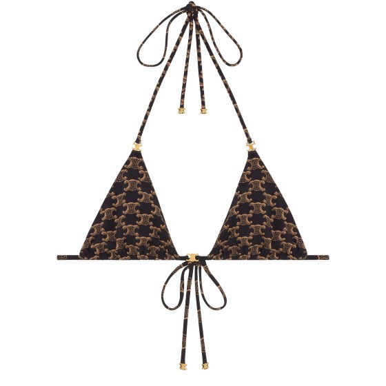 Triomphe plain knit triangle cup top - brown