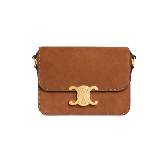 Triomphe Teen bag in nubuck calfskin - Beige