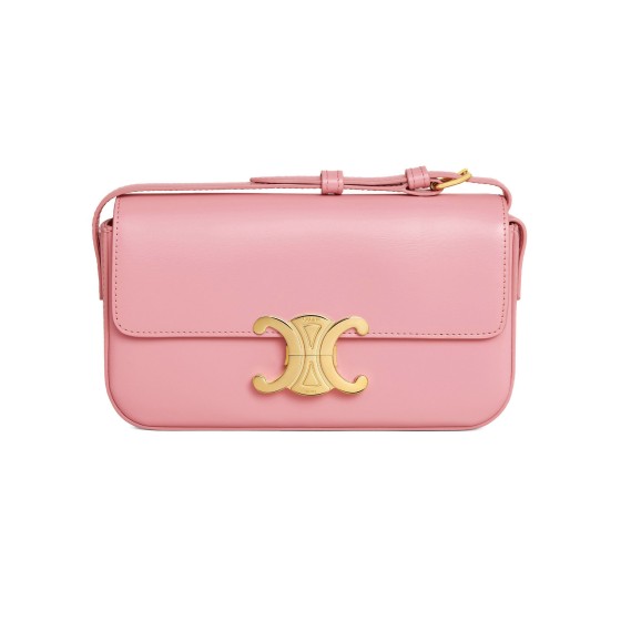 Triomphe Satin Calfskin Shoulder Bag - pink