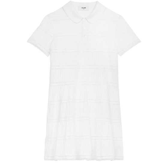 Mini dress with embroidered trims in cotton Batiste - white