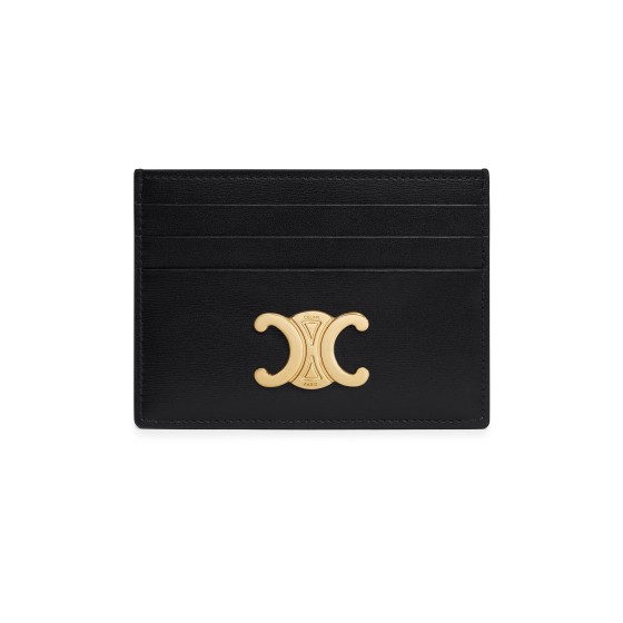 Card holder Triomphe in shiny calfskin - Black