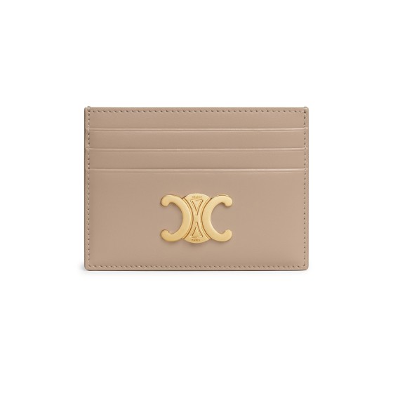 Card holder Triomphe in shiny calfskin - Beige