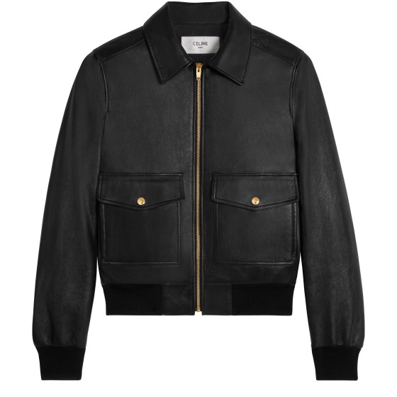 Soft Lambskin Classic Bomber Belted Jacket - Black