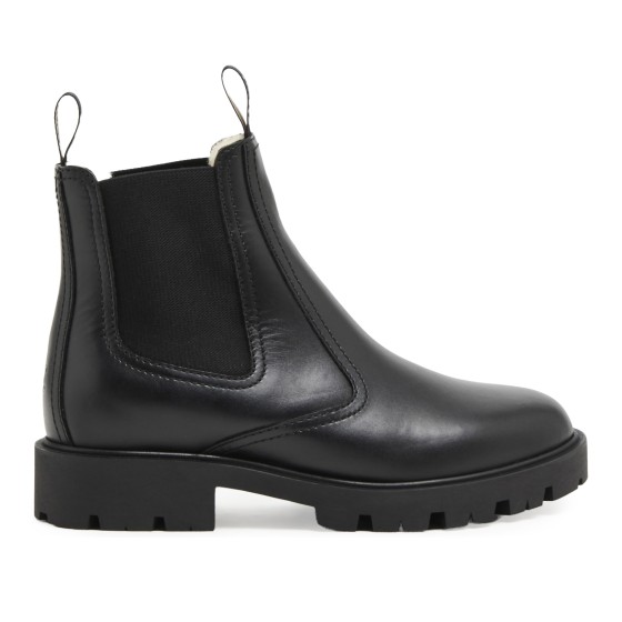 Margaret Leather and Shearling Chelsea Boots - Black