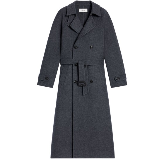 Wrapped coat in double-face wool cashmere - grey
