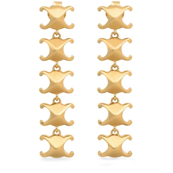 Triomphe stud long gold finish brass earrings - Gold