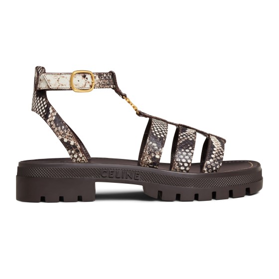 Clea Triomphe Python Print Lambskin Roman Sandals - white