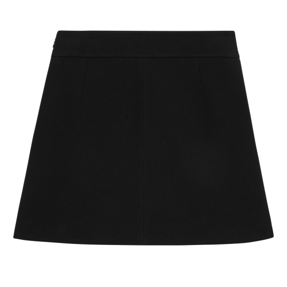 Trapeze mini skirt in gauffered double wool - Black