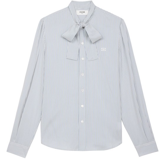 Lavalliere Mia shirt in striped silk - white