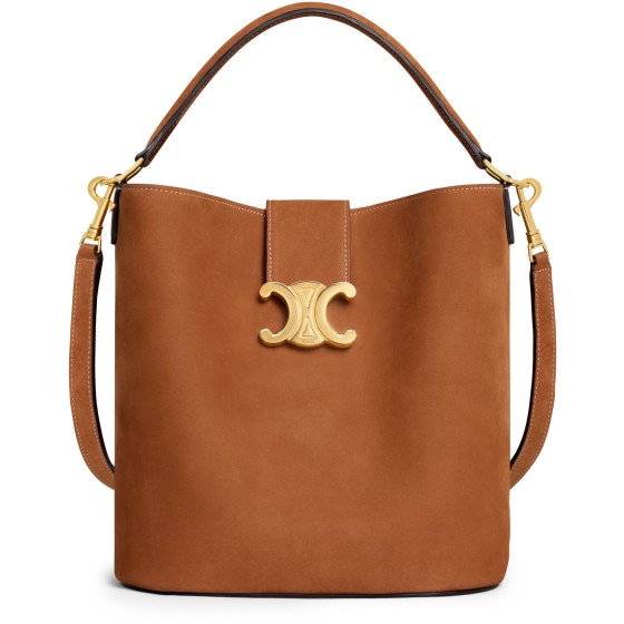 Medium bucket Louise in nubuck calfskin - Beige