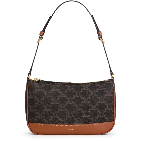 Logo-printed cow leather shoulder backpack - brown