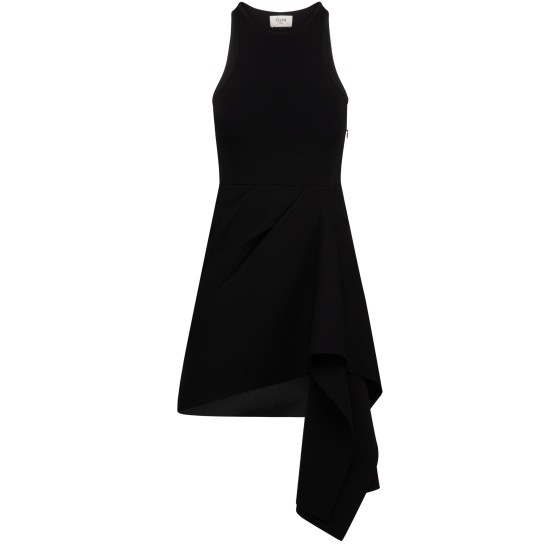 Draped Viscose Dress - Black