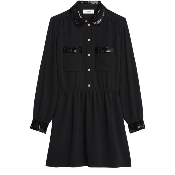 Sablé Viscose Mini Utility Dress - Black