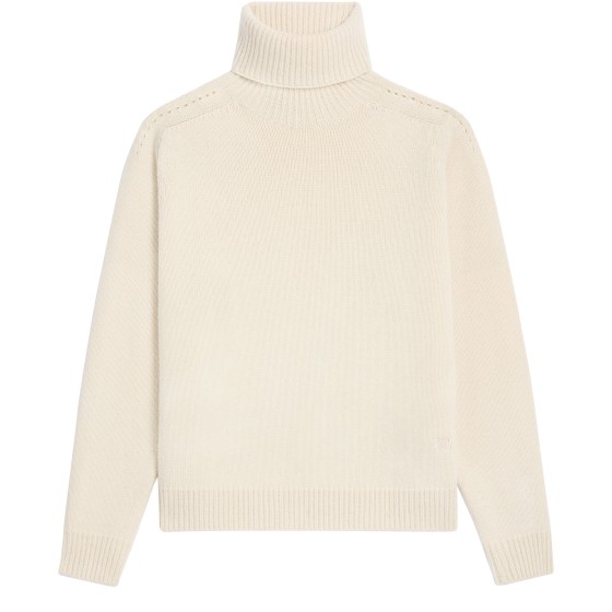 Seamless cashmere turtleneck sweater - Off-white