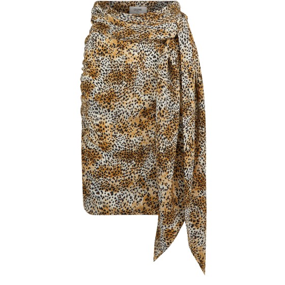 Draped Crepe de Chine Skirt - Colorful